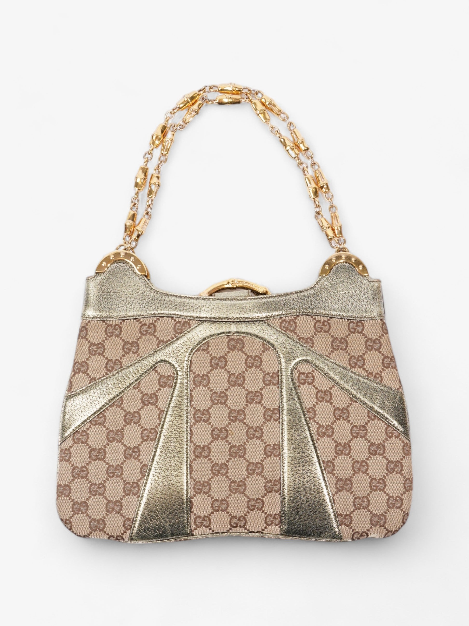 Gucci x Tom Ford Bamboo Chain Shoulder Bag GG Supreme / Metallic Canvas