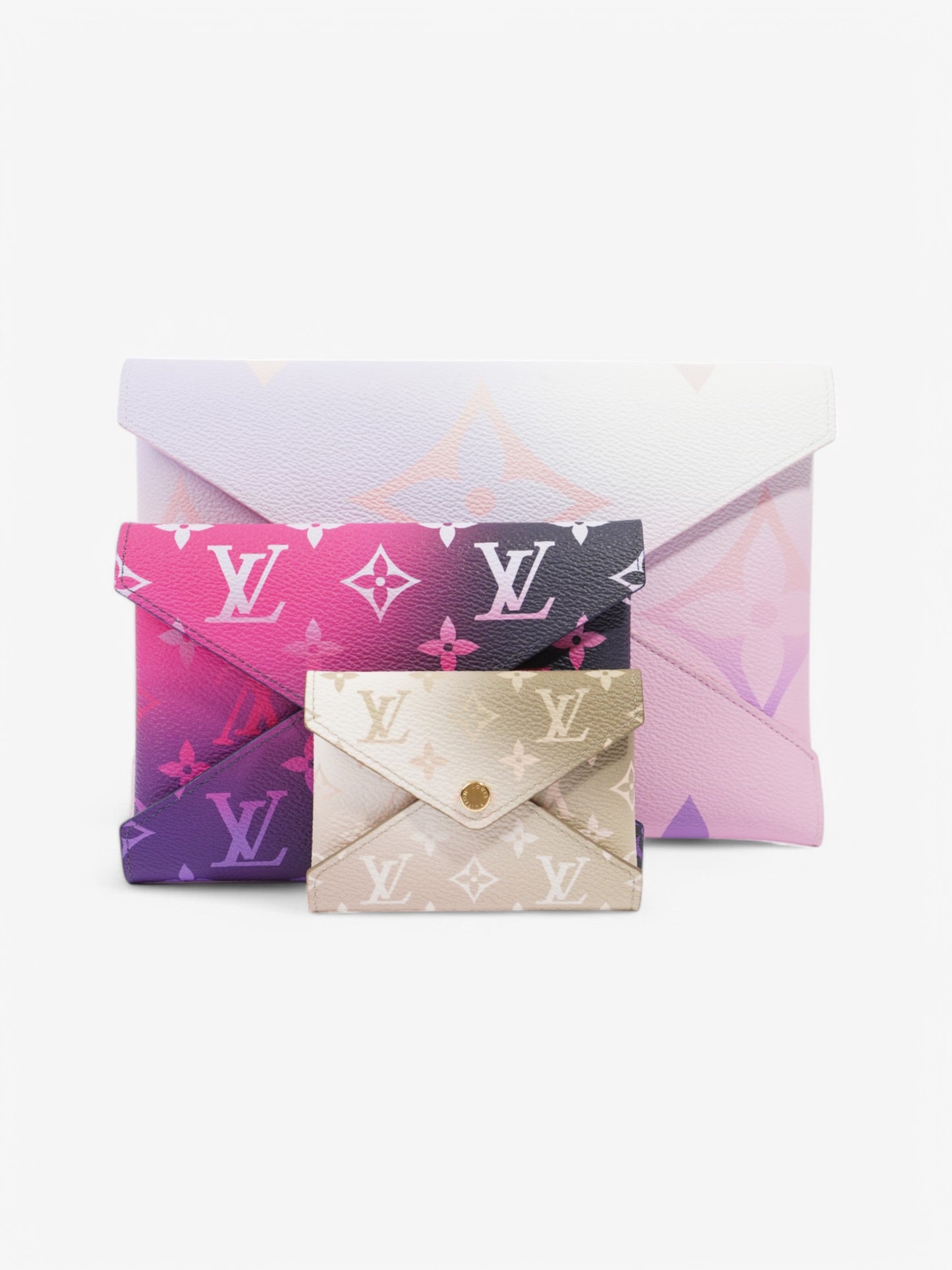 Louis Vuitton Spring In The City Kirigami Pochette Set Sunrise Pastel / Midnight Fuschia / Khaki Coated Canvas