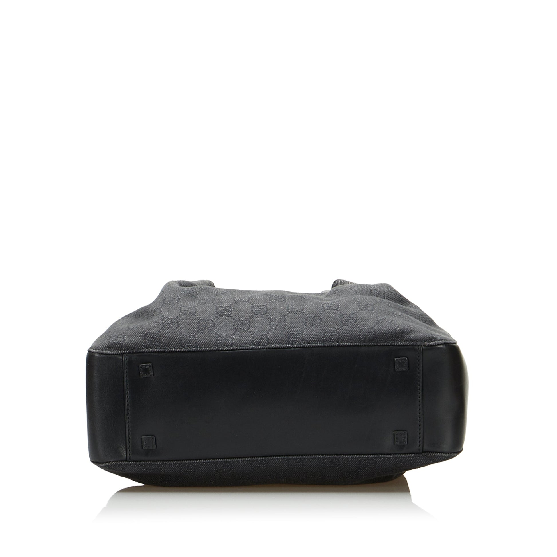 Gucci Black Leather Canvas Tote Style 17