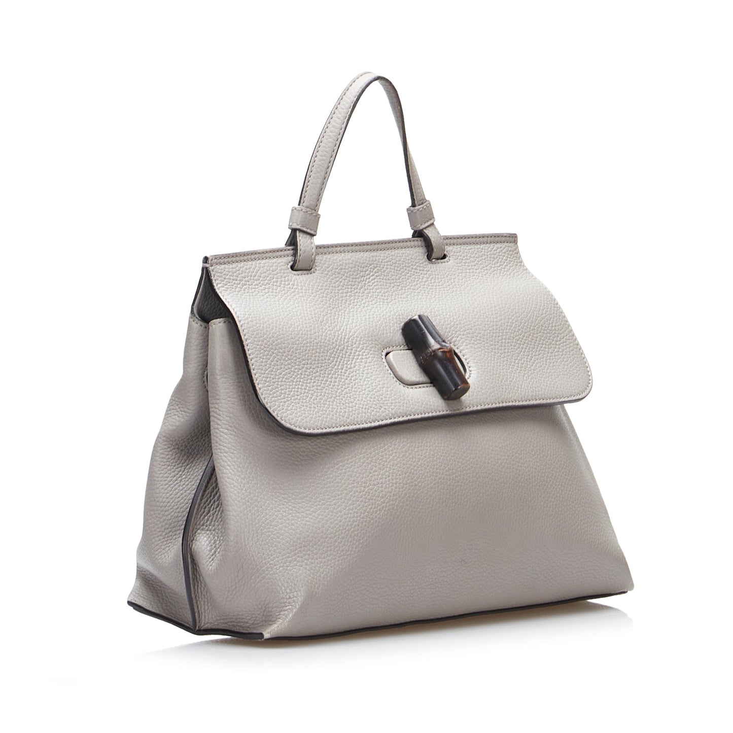 Gucci Bamboo Grey Leather Shoulder Bag