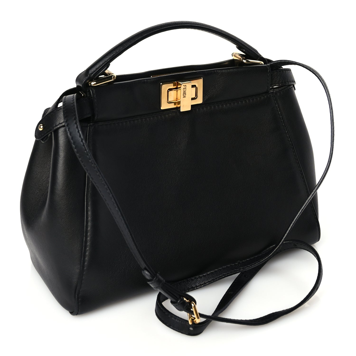 Fendi Nappa Mini Peekaboo Iconic Satchel Black