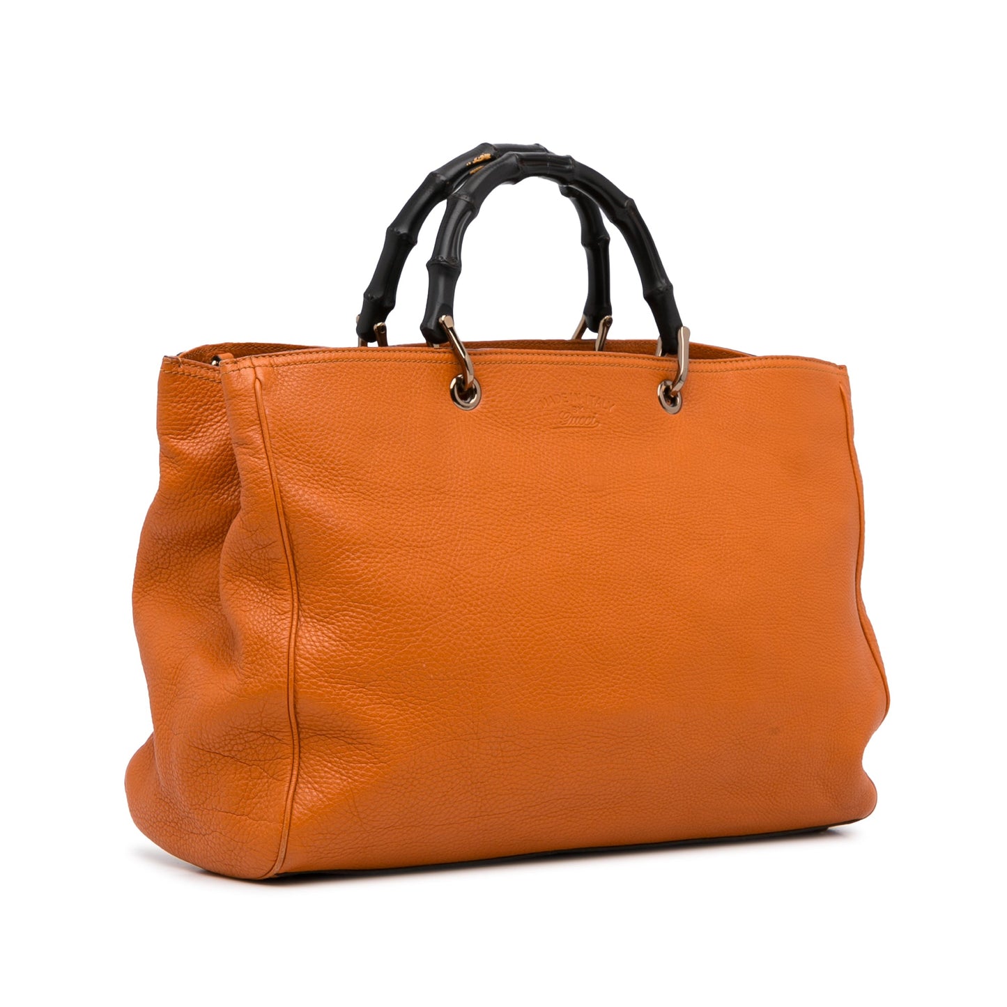Gucci Bamboo Orange Leather Tote Style 1