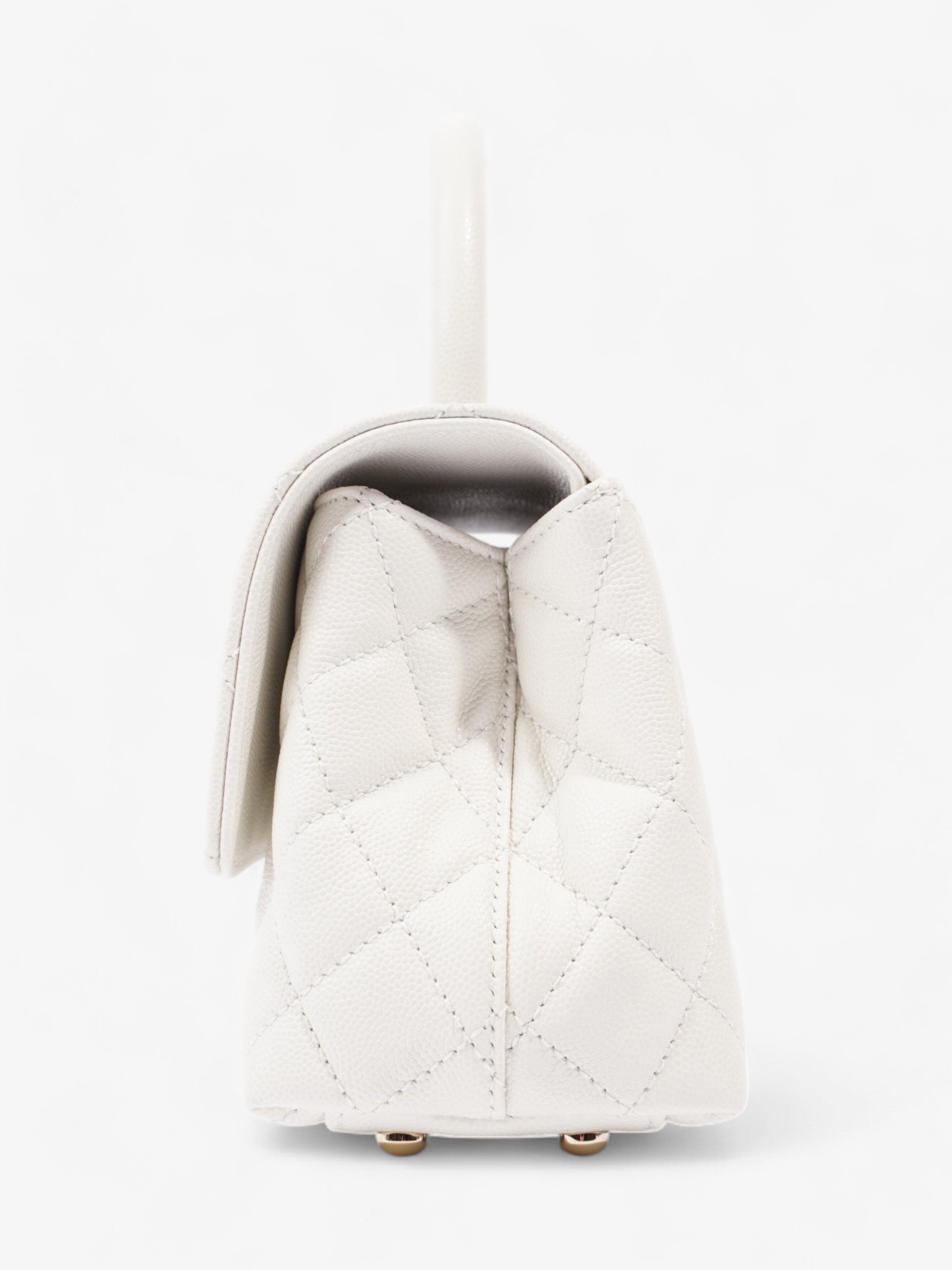 Chanel Coco Top Handle White Caviar Leather Mini