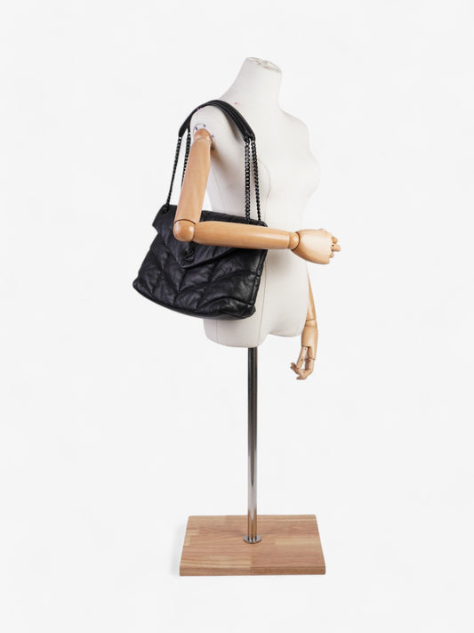 Saint Laurent Lou Lou Puffer Black Nappa Leather Large