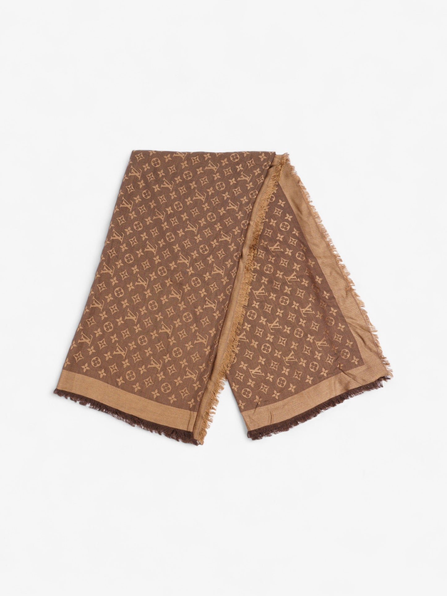 Louis Vuitton Monogram Shawl Brown Wool