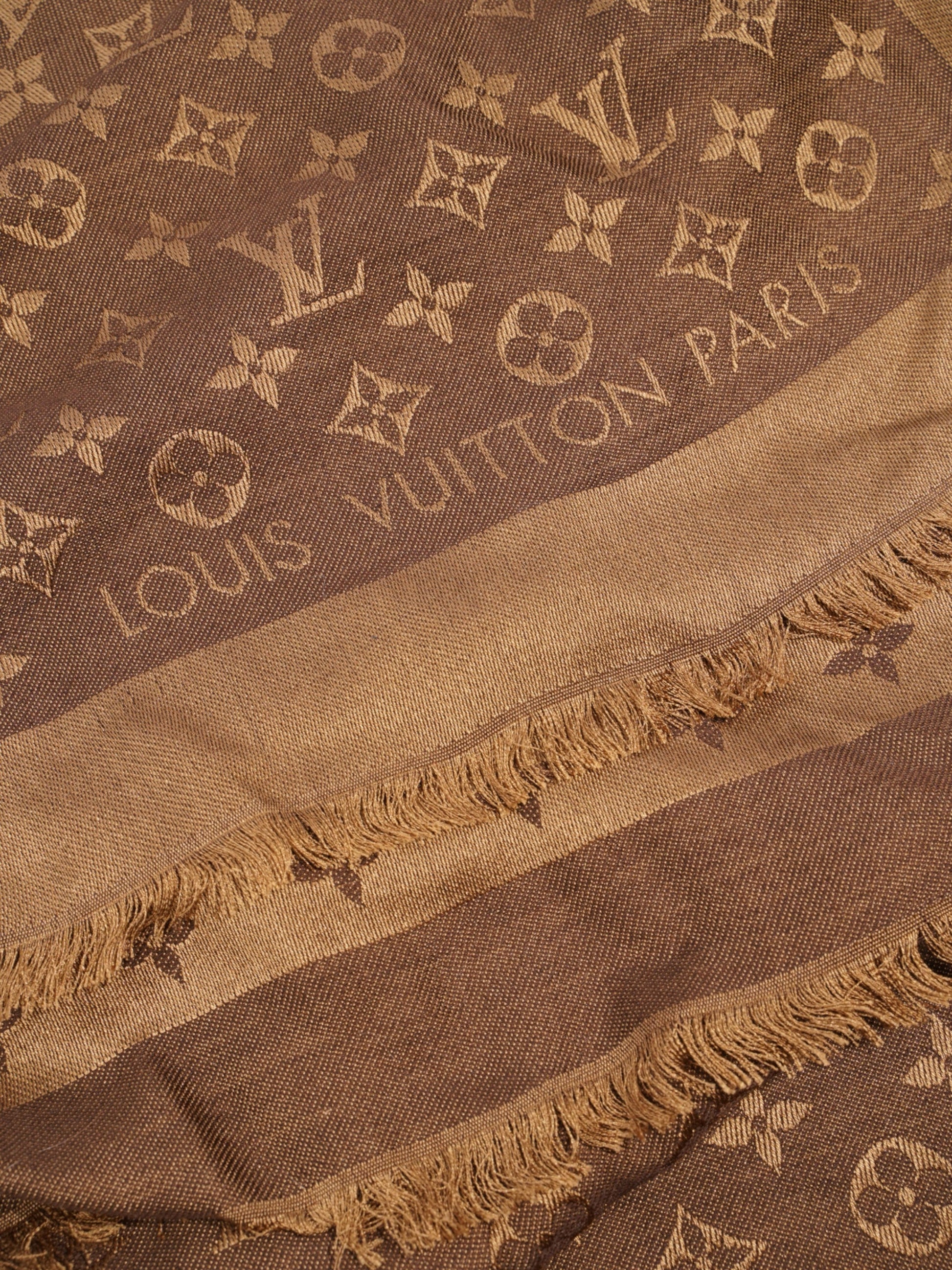 Louis Vuitton Monogram Shawl Brown Wool