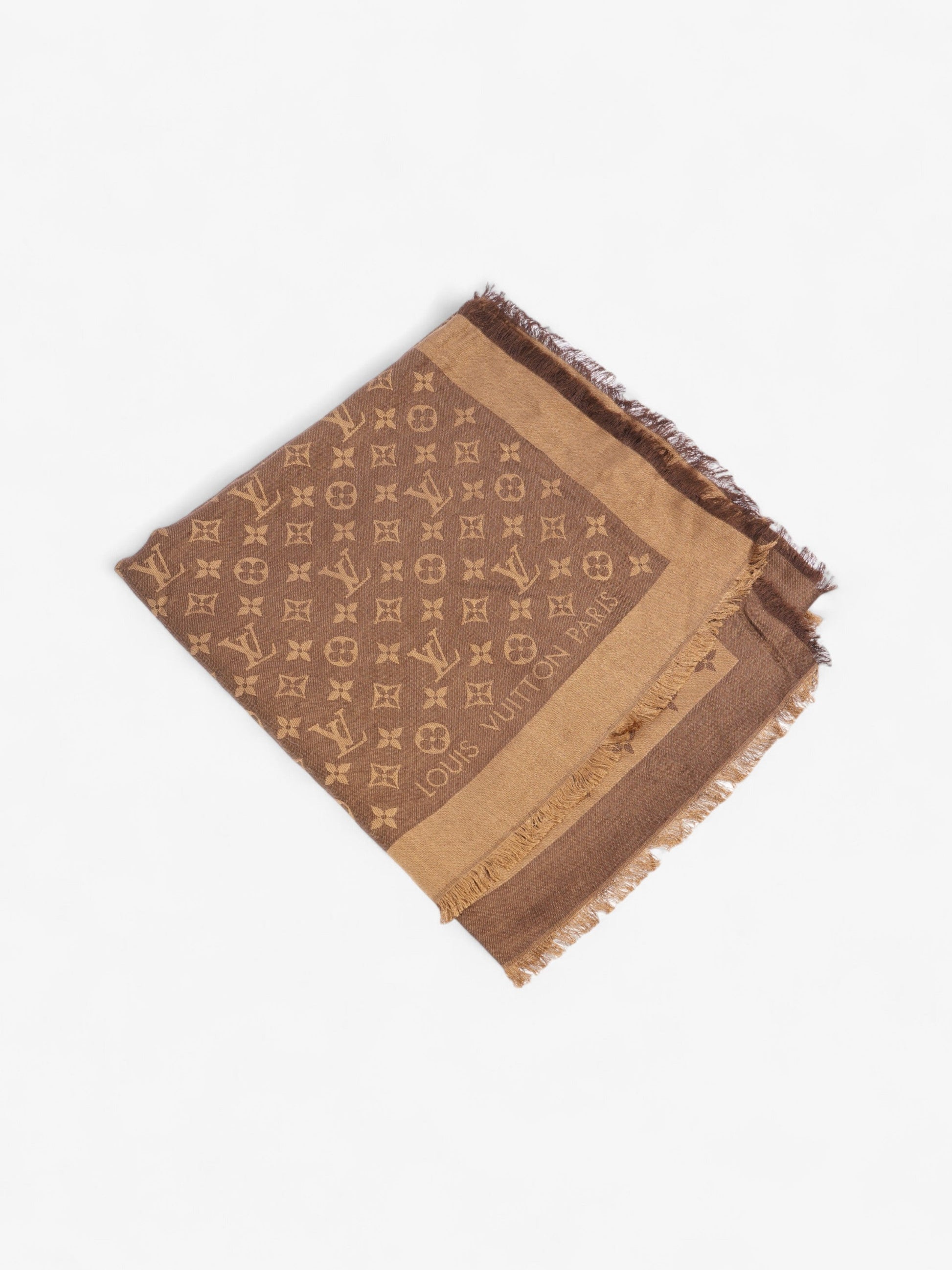 Louis Vuitton Monogram Shawl Brown Wool