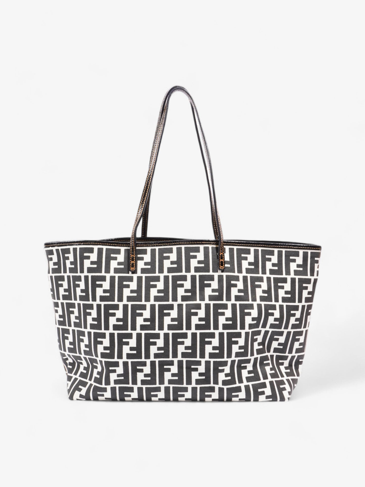 Fendi FF Roll Tote White / Black Canvas