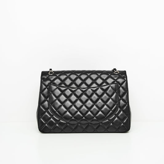 Chanel Maxi Lambskin Classic Single Flap Bag in Black SHW