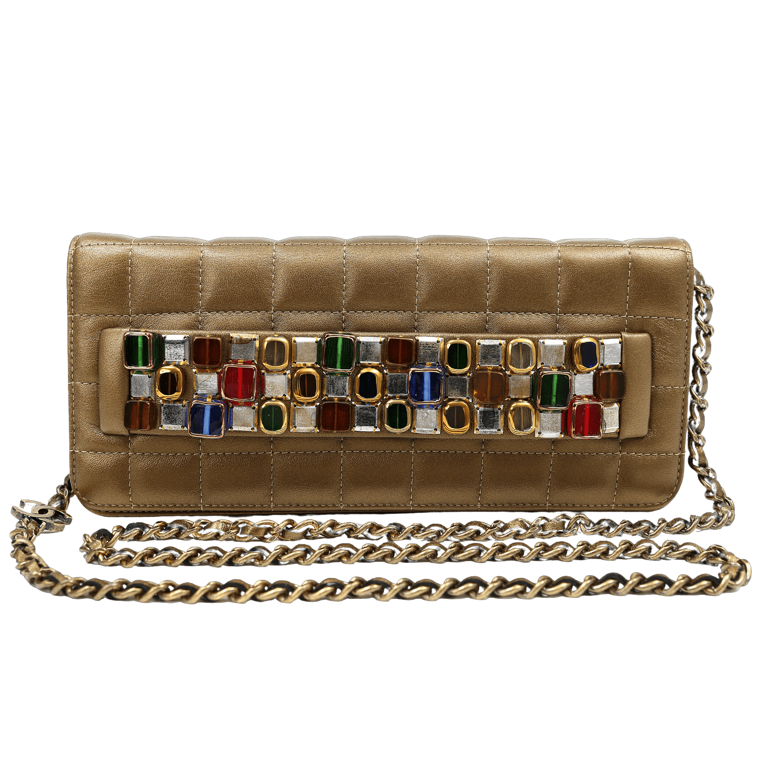Chanel Byzance Bronze Leather Jeweled Evening Bag