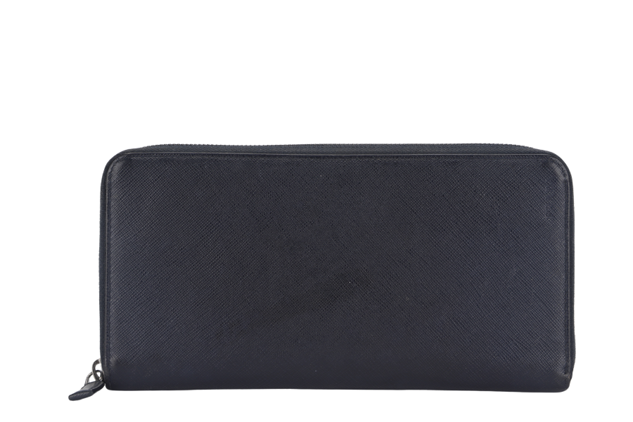 PRADA TAIGA SAFFIANO LEATHER ORGANIZER LONG WALLET (1M1188) SILVER HARDWARE NO DUST COVER