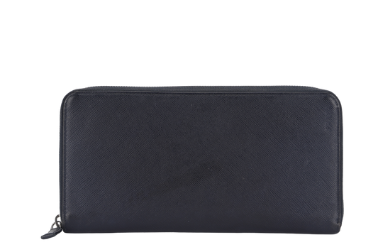 PRADA TAIGA SAFFIANO LEATHER ORGANIZER LONG WALLET (1M1188) SILVER HARDWARE NO DUST COVER