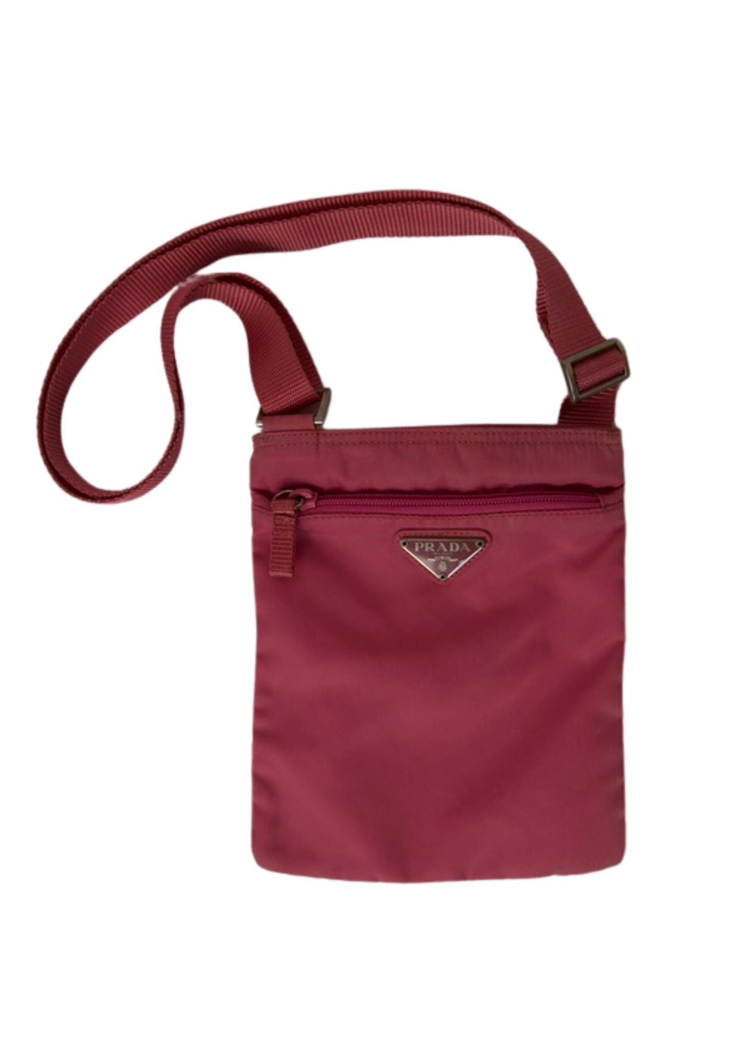Prada Logo Plaque Mini Nylon Pink Sling Bag