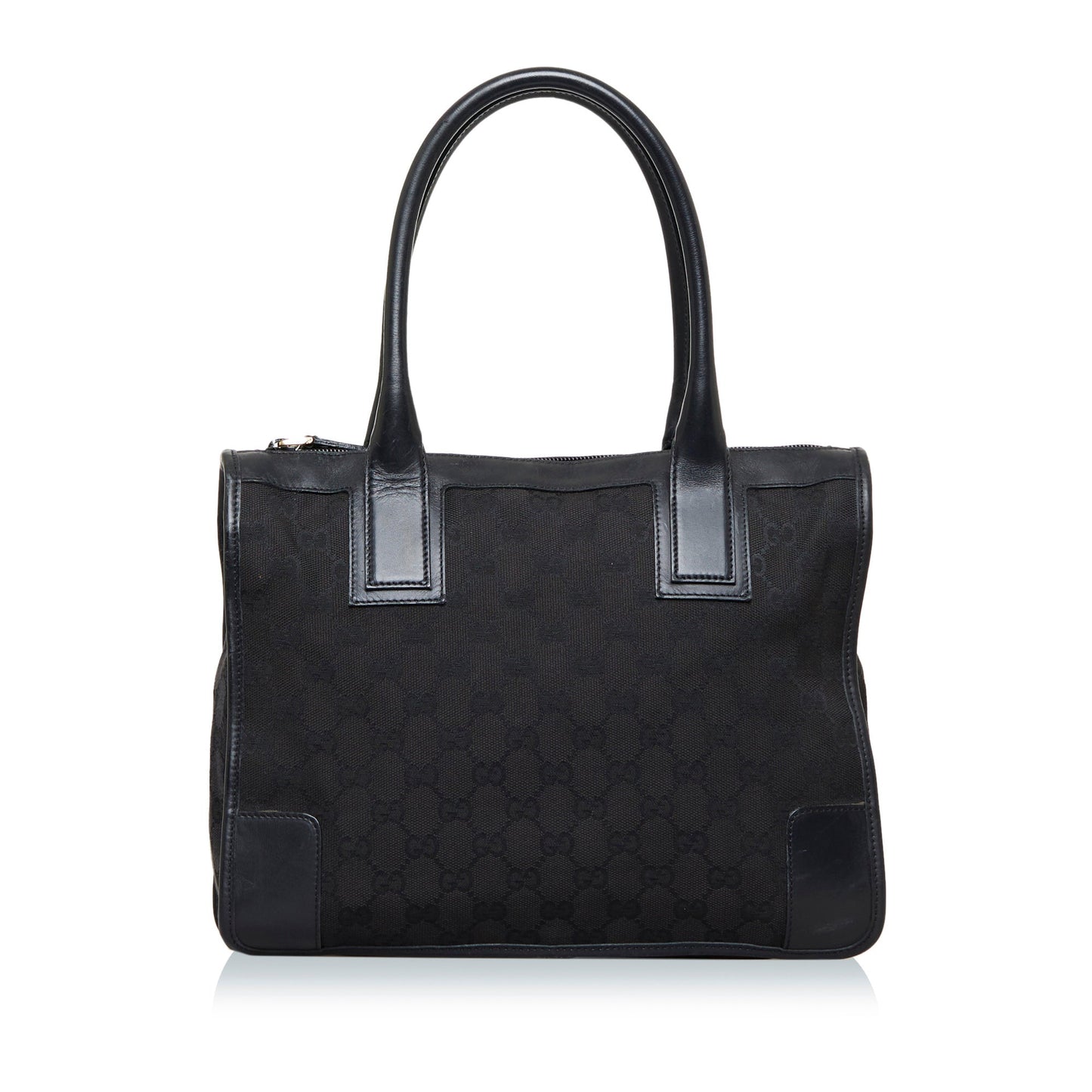 Gucci Black Leather Canvas Tote Style 27