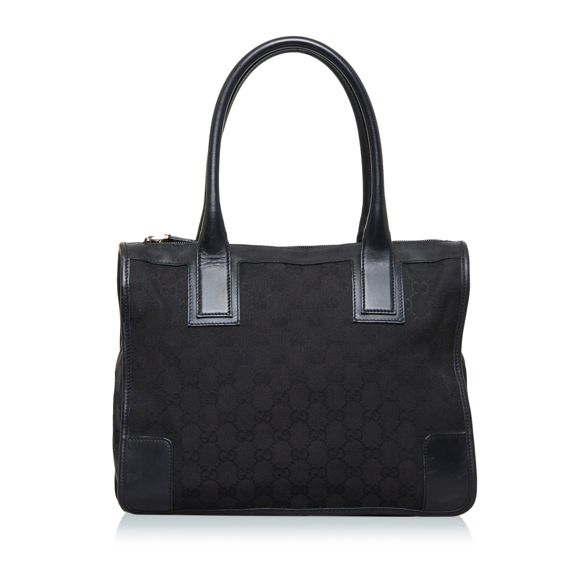 Gucci Black Leather Canvas Tote Style 27