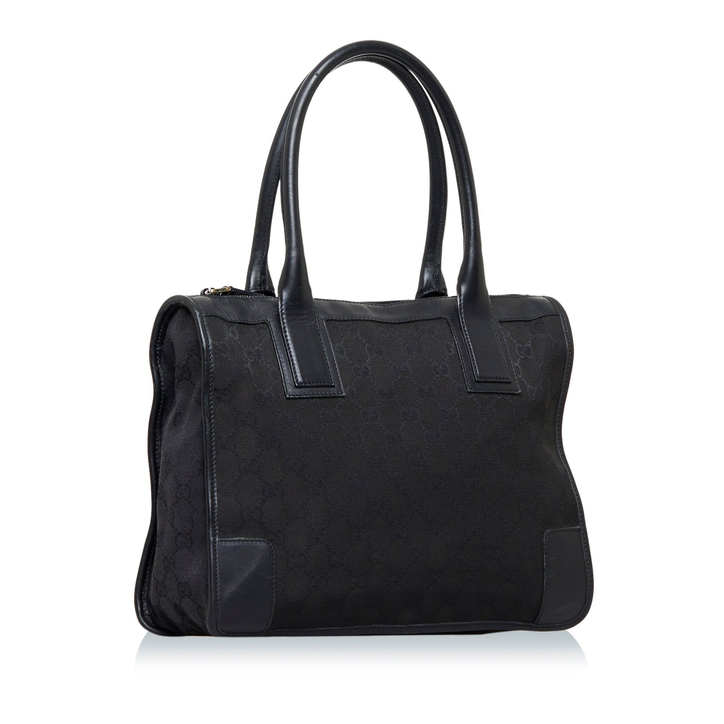 Gucci Black Leather Canvas Tote Style 27
