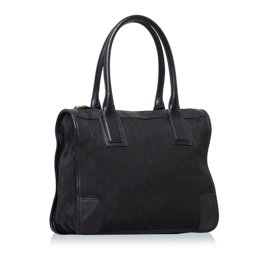 Gucci Black Leather Canvas Tote Style 27