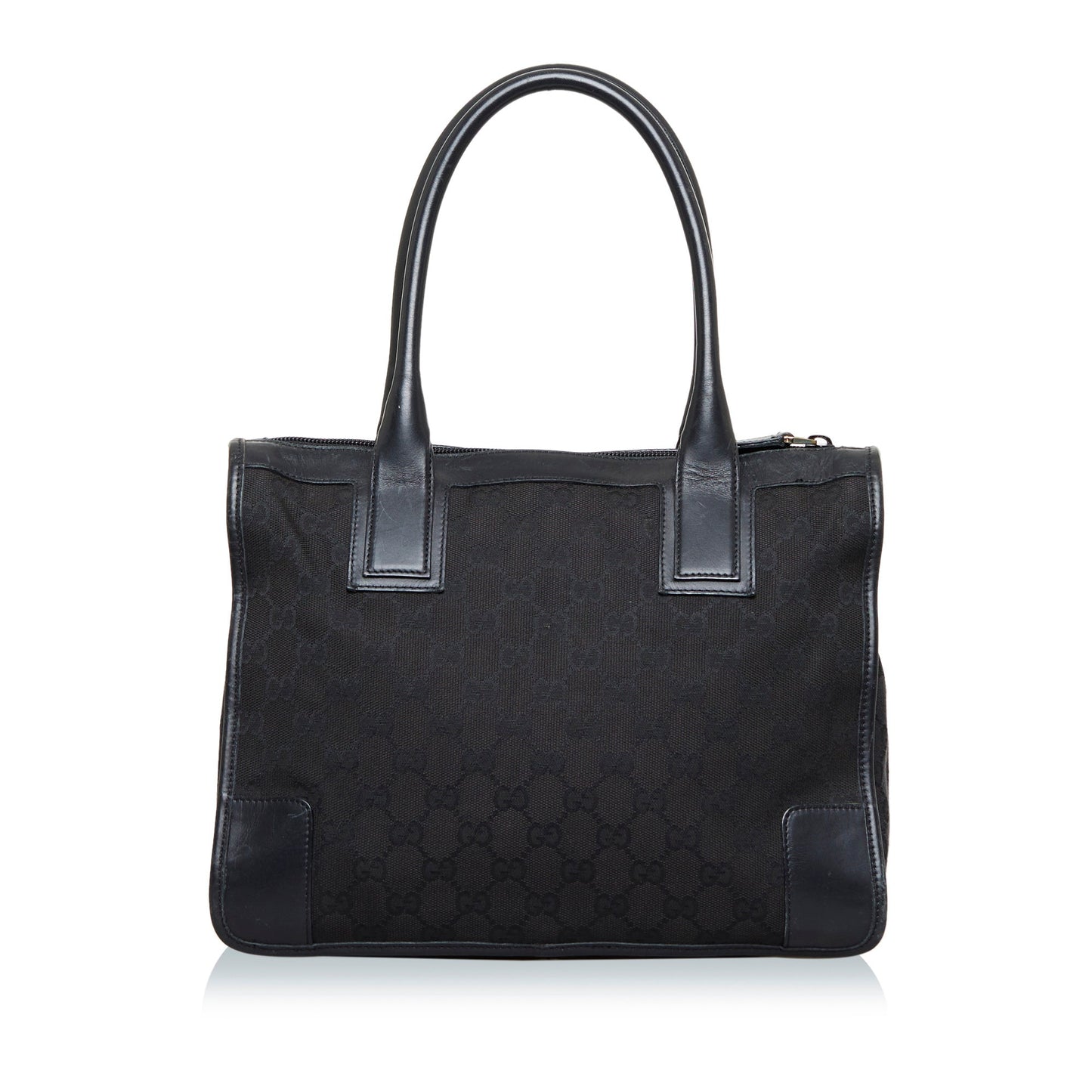 Gucci Black Leather Canvas Tote Style 27
