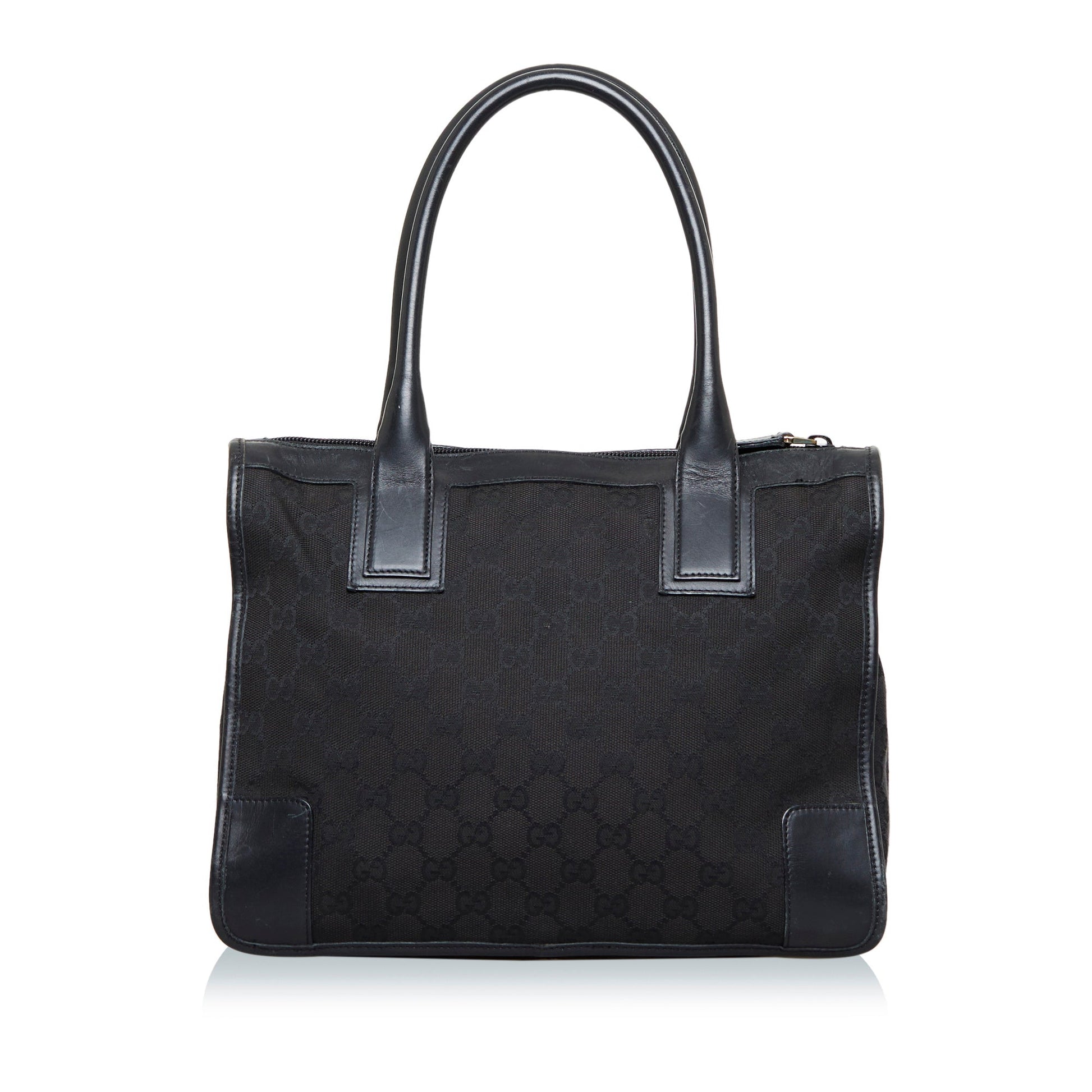 Gucci Black Leather Canvas Tote Style 27