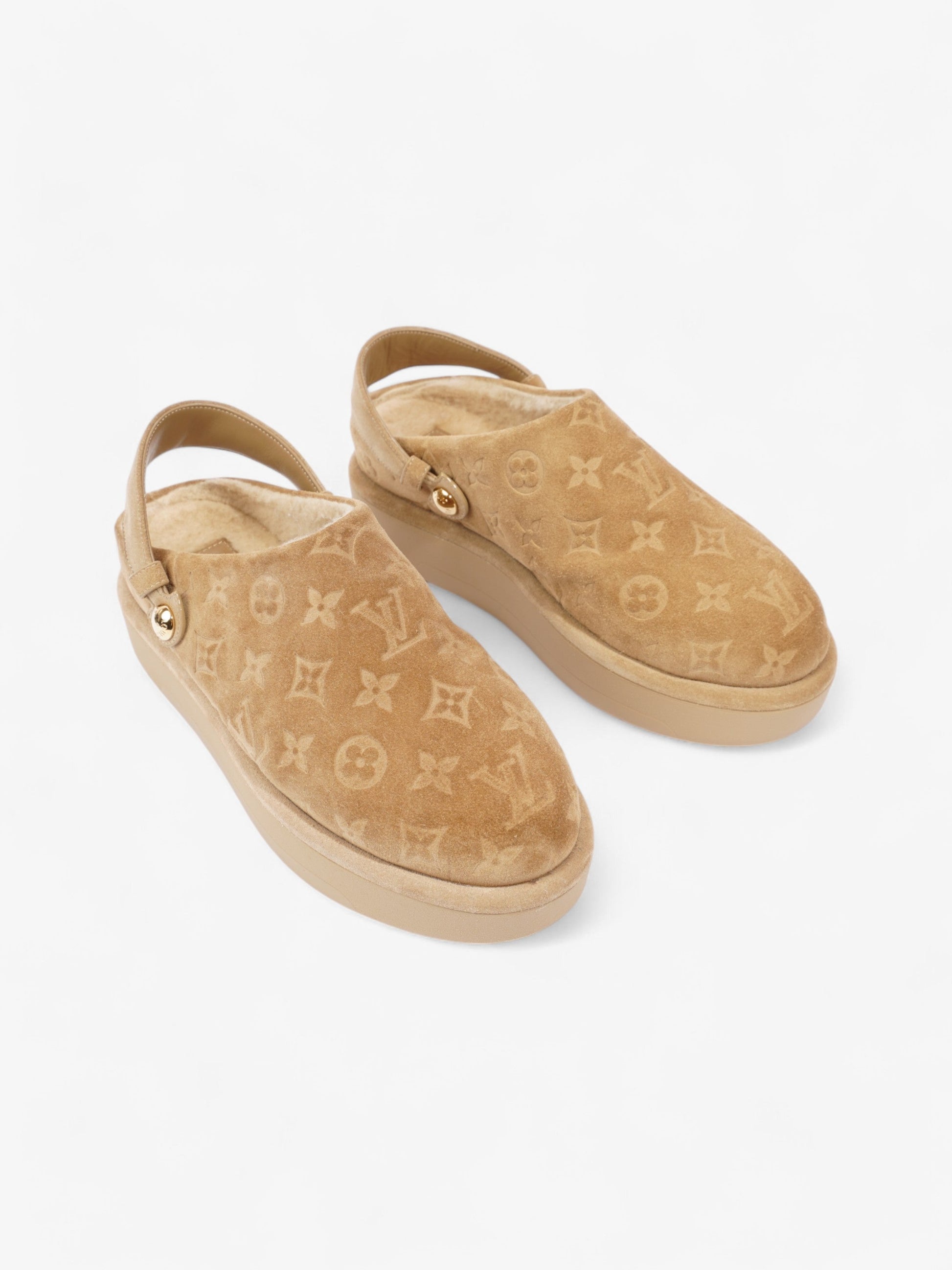 Louis Vuitton Aspen Platform Clogs Beige Suede EU 41 UK 7