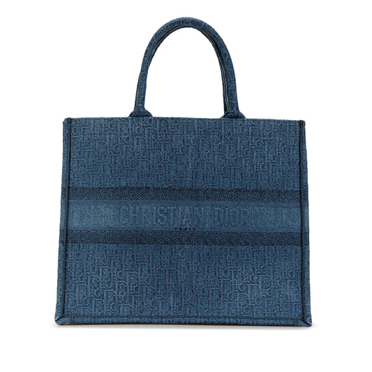Blue Dior Large Oblique Denim Book Tote