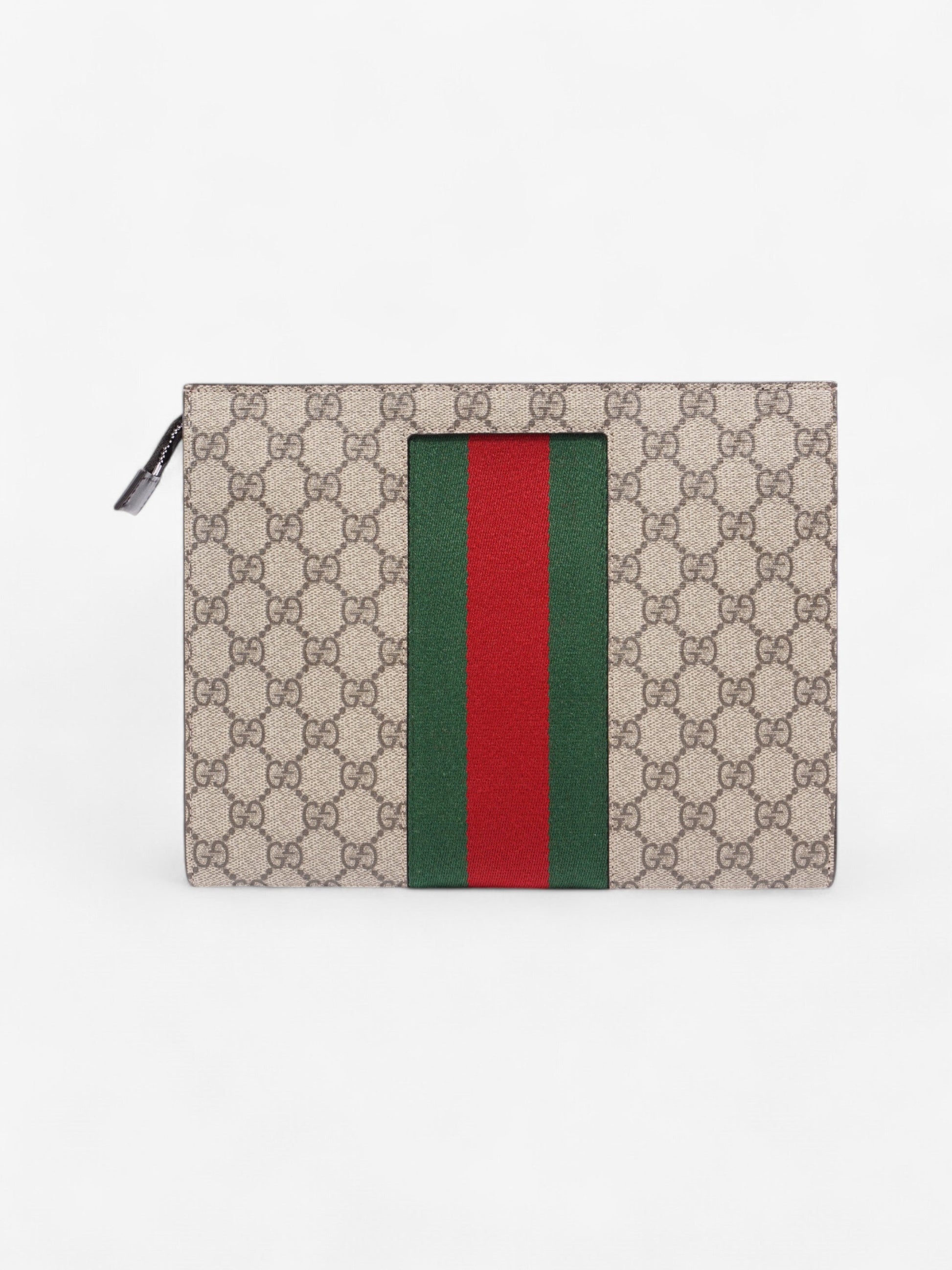 Gucci Web Clutch GG Supreme / Green / Red Canvas