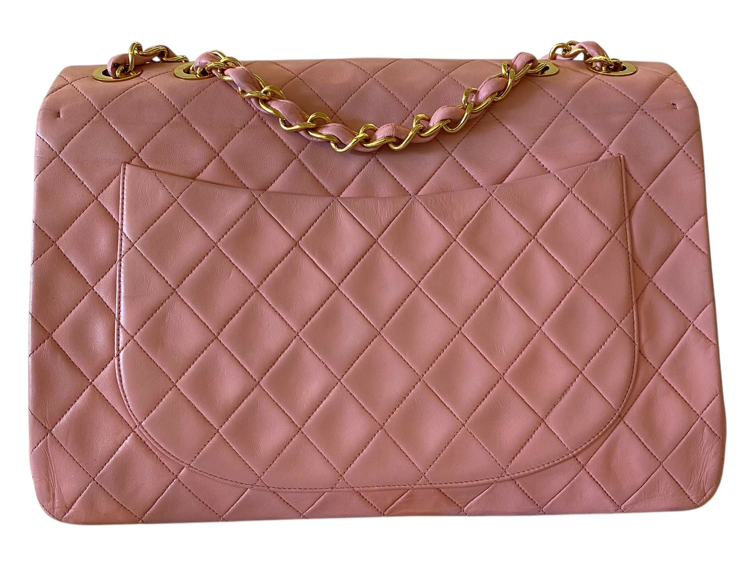 Chanel 90 s Barbie Pink Lambskin Maxi 24K Gold Hardware