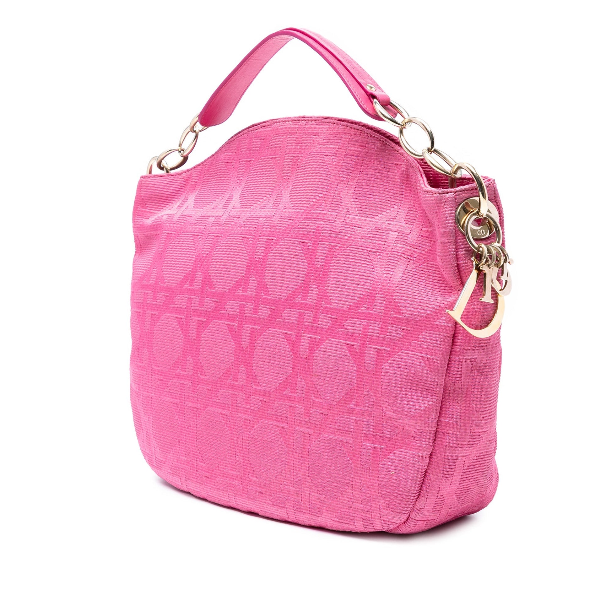 Pink Dior Canvas Cannage Hobo Bag
