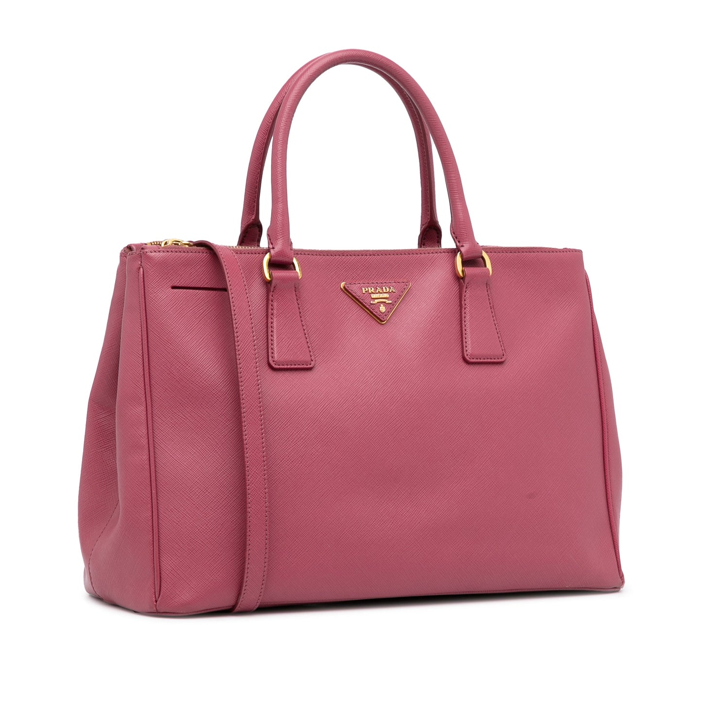 Prada Double Zip Galleria Pink Saffiano Luxury Handbag