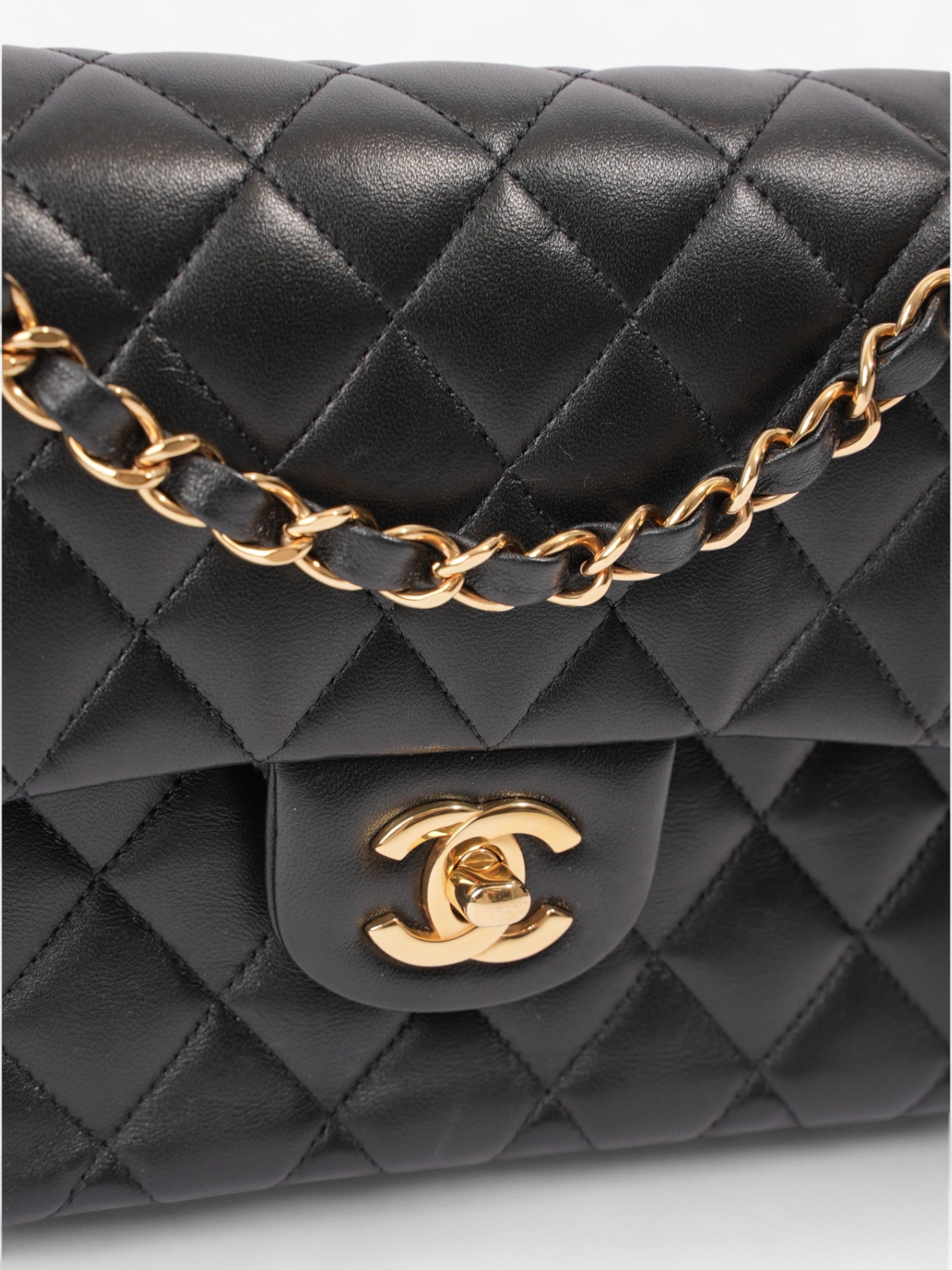 Chanel Classic Double Flap Black Lambskin Leather Small