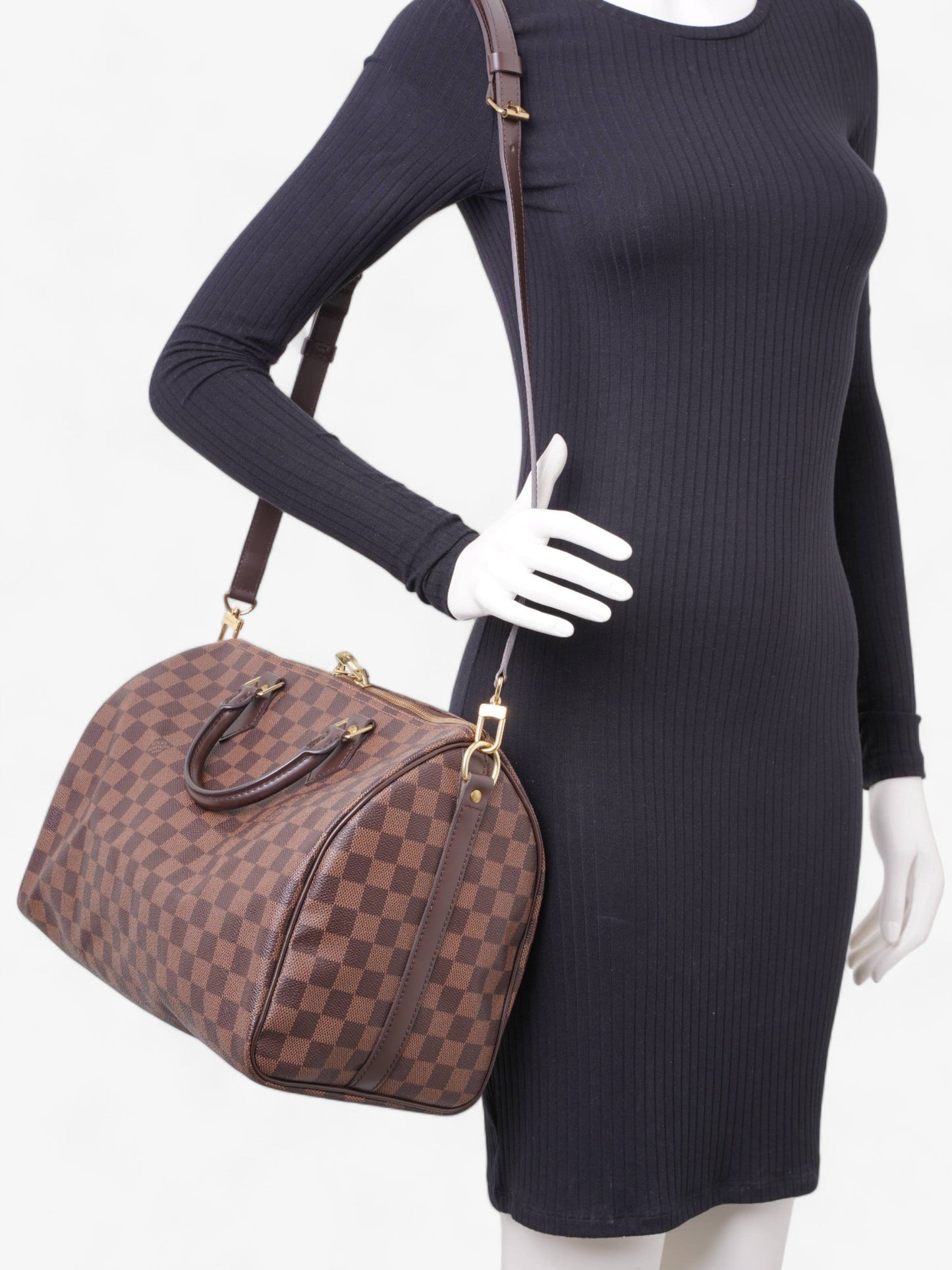 Louis Vuitton Speedy Bandouliere Damier Ebene Coated Canvas 35