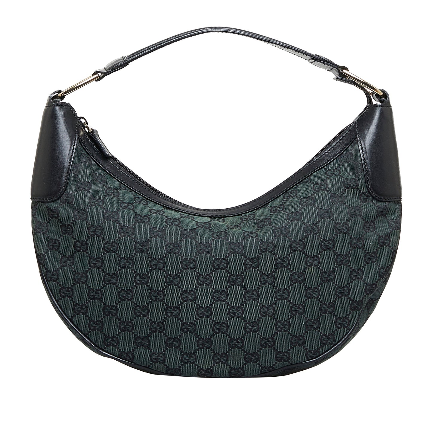 Gucci Green Leather Canvas Shoulder Bag