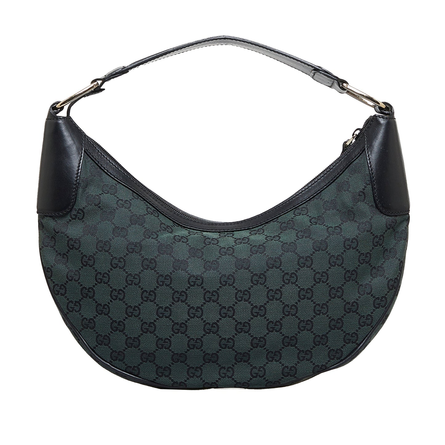 Gucci Green Leather Canvas Shoulder Bag