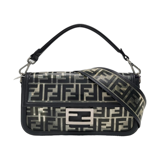 Fendi Baguette Medium Transparent PVC Black Zucca Crossbody Bag