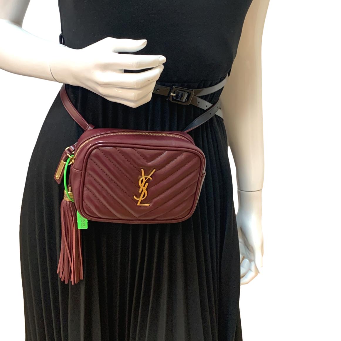 SAINT LAURENT Lou Calfskin Leather Crossbody Belt Bag Red