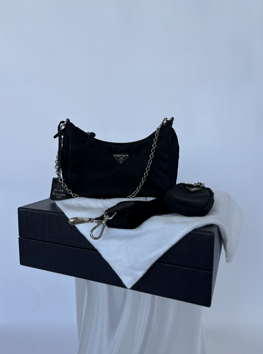 Prada Re-Editon 2005 Black Nylon Crossbody Bag - FULL SET