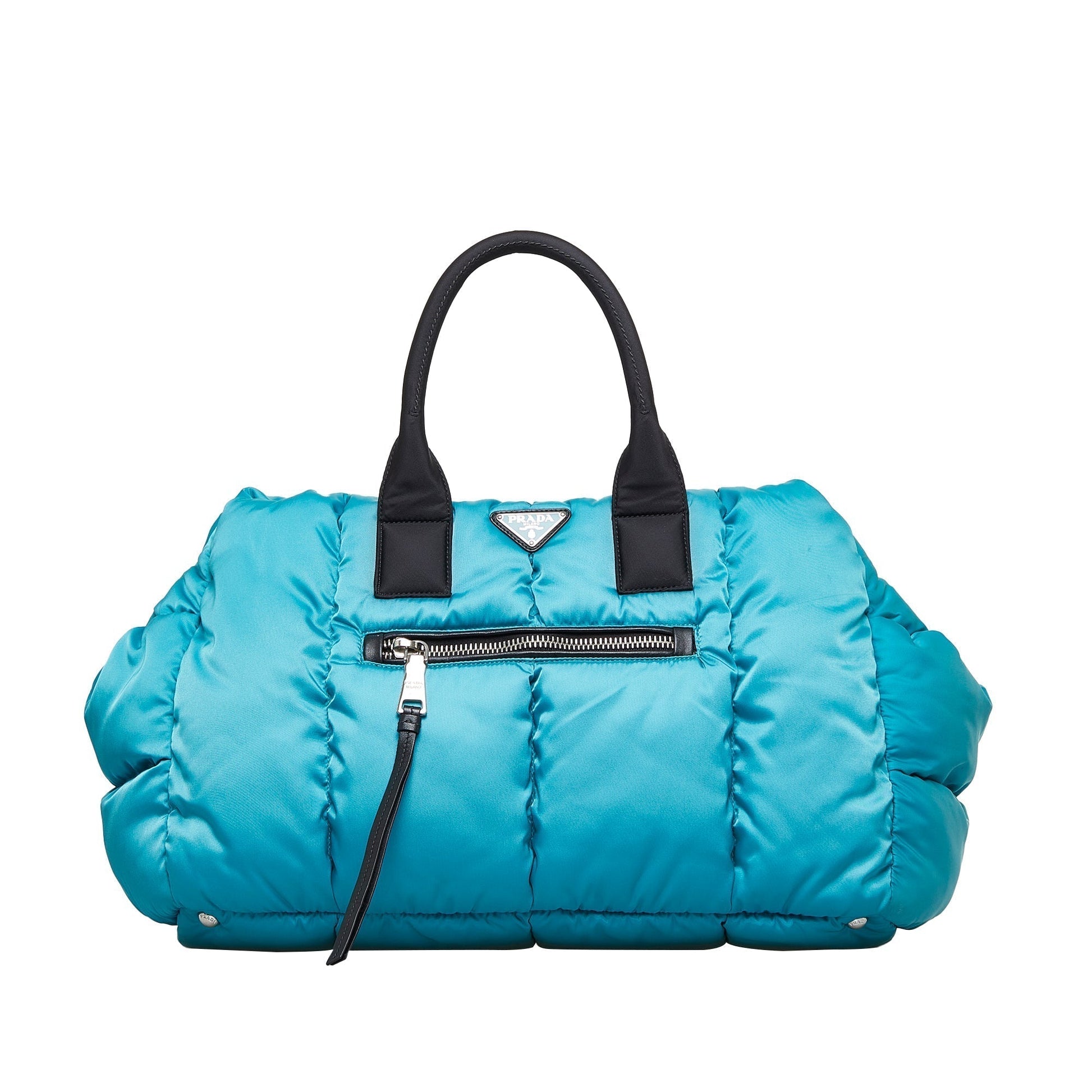 Prada Tessuto Bomber Blue Nylon Luxury Handbag