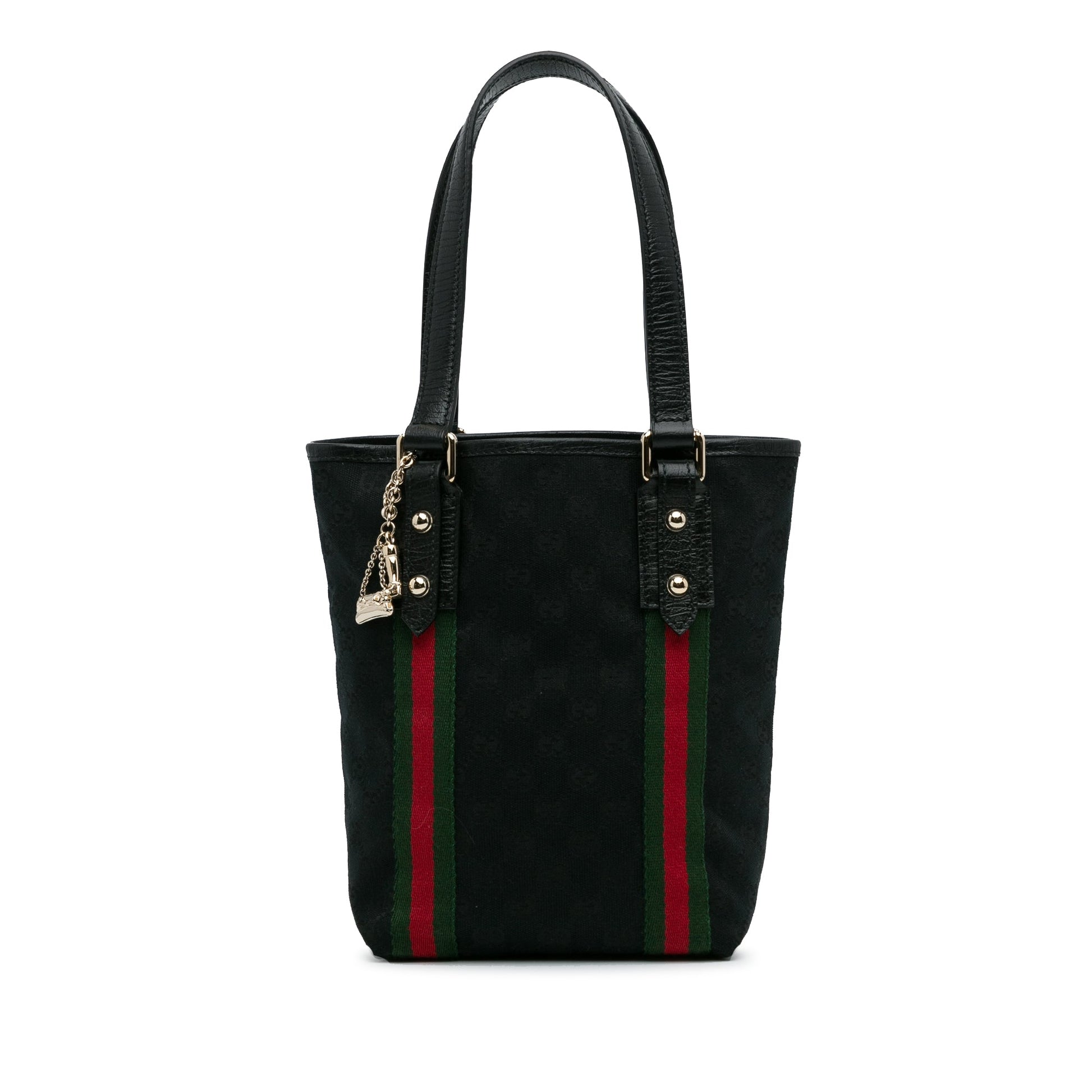 Gucci Black Leather Canvas Tote Style 13
