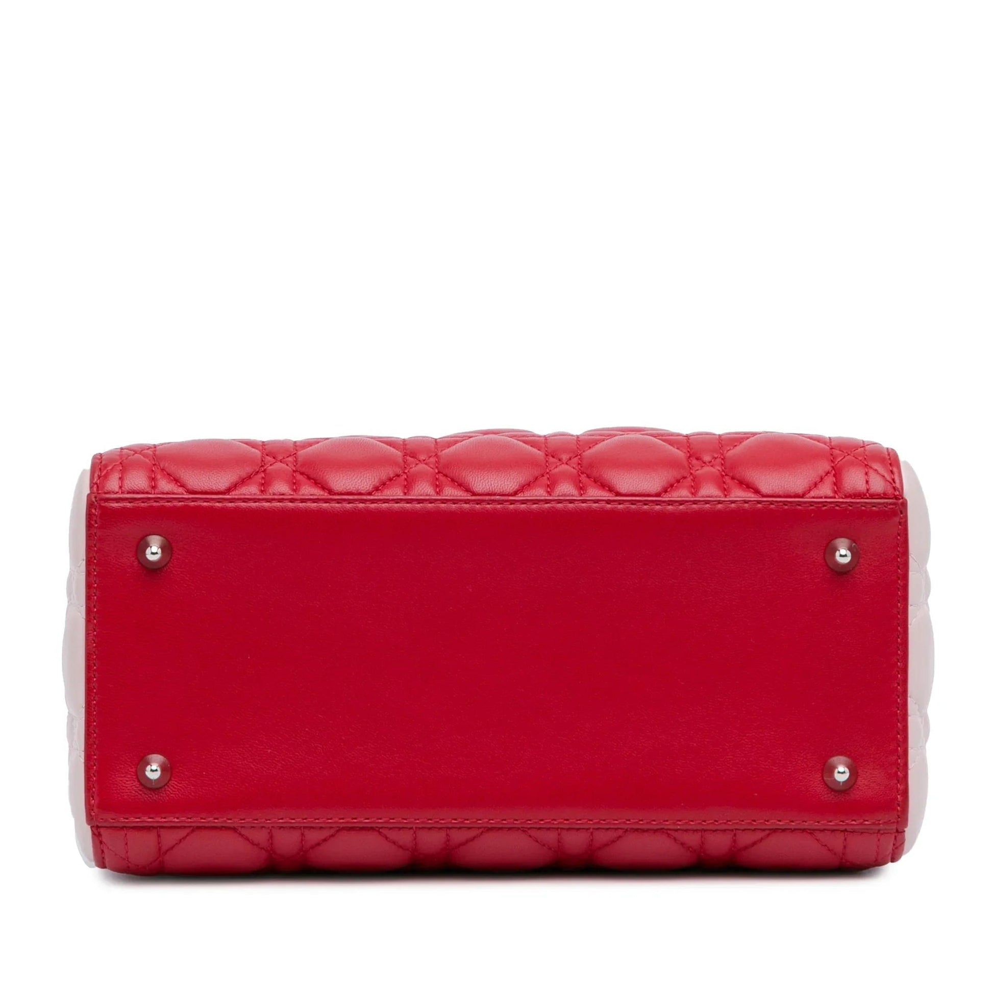 Red Dior Medium Tricolor Lambskin Cannage Lady Dior Satchel