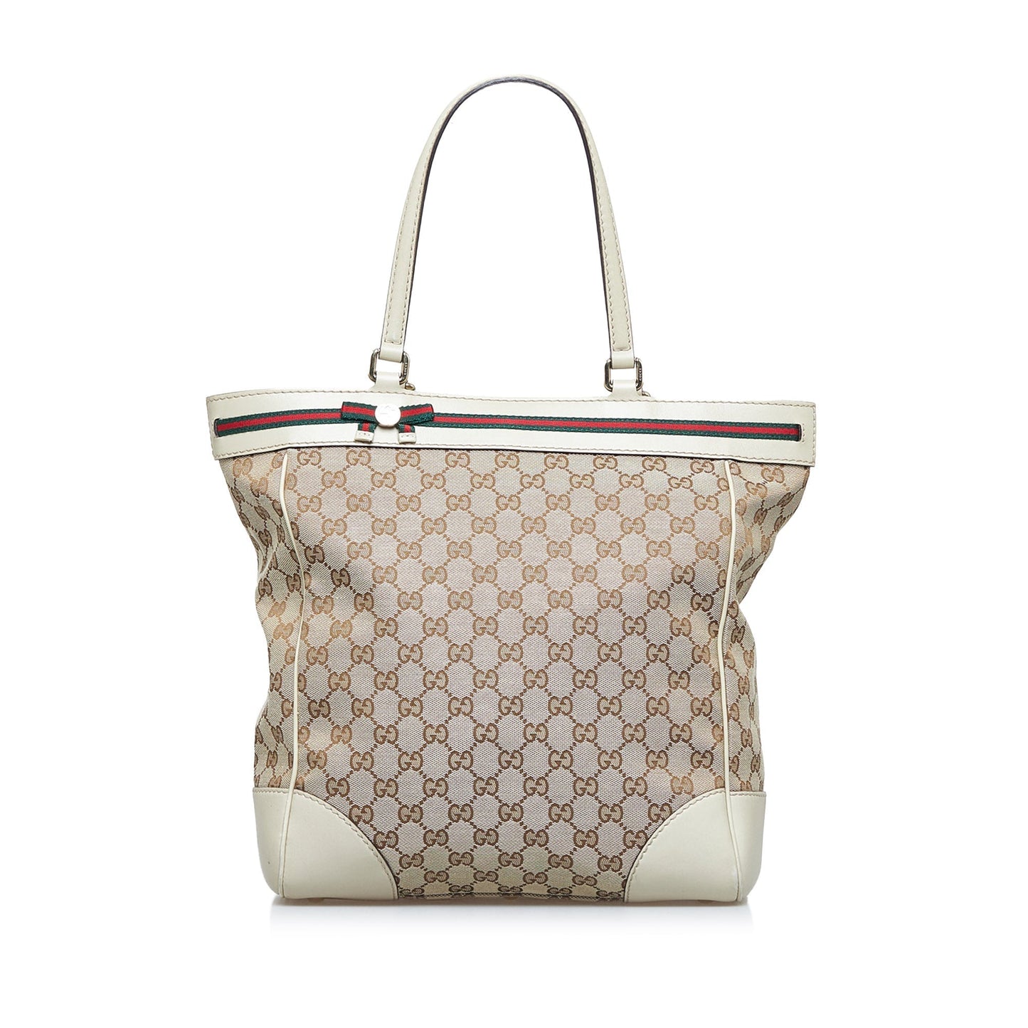 Gucci Beige Leather Canvas Tote Style 2