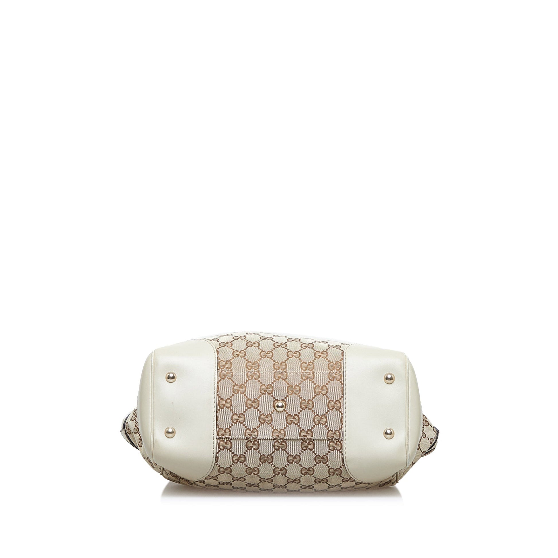 Gucci Beige Leather Canvas Tote Style 2