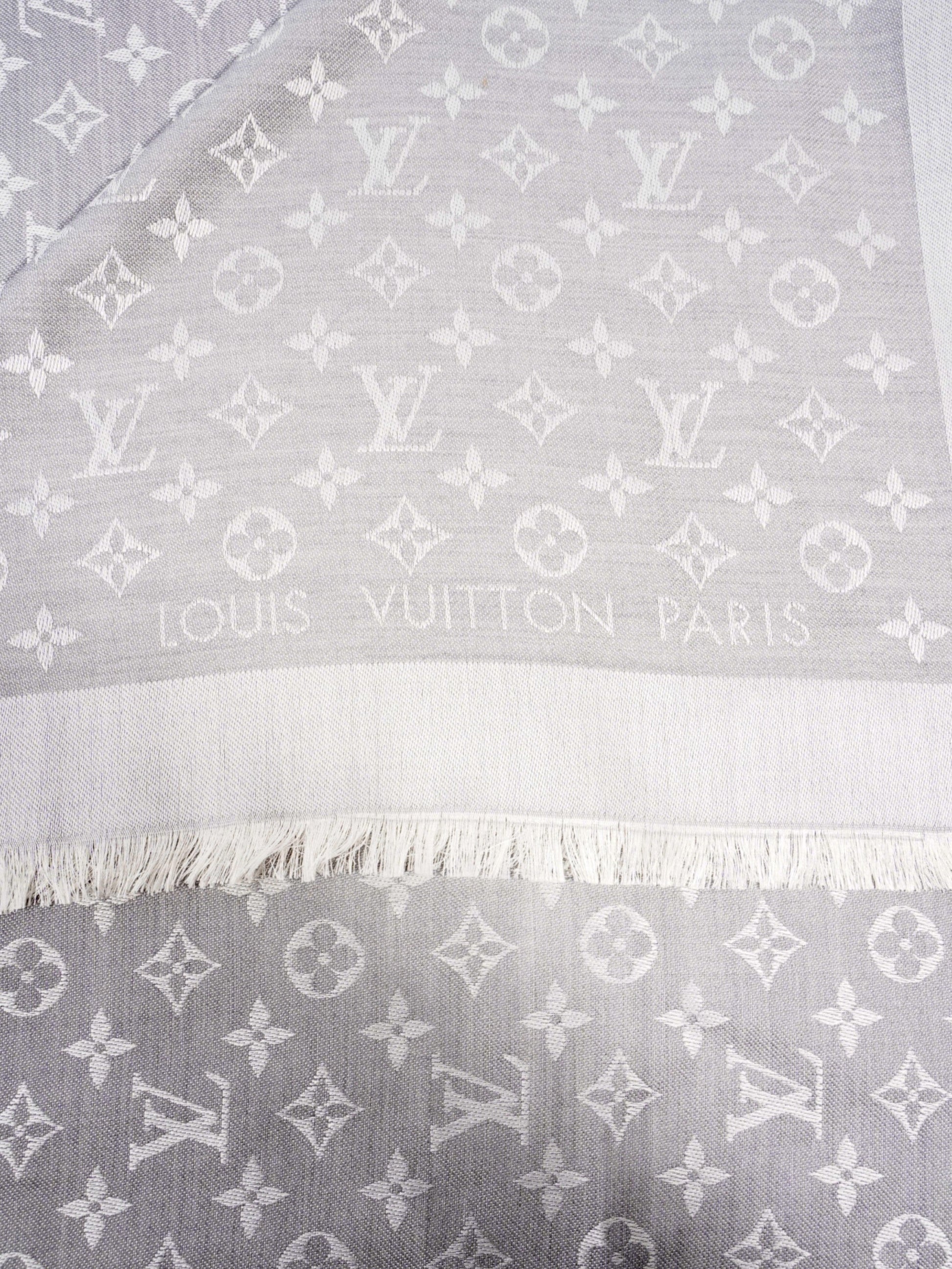 Louis Vuitton Classic Shawl Monogram Grey Silk
