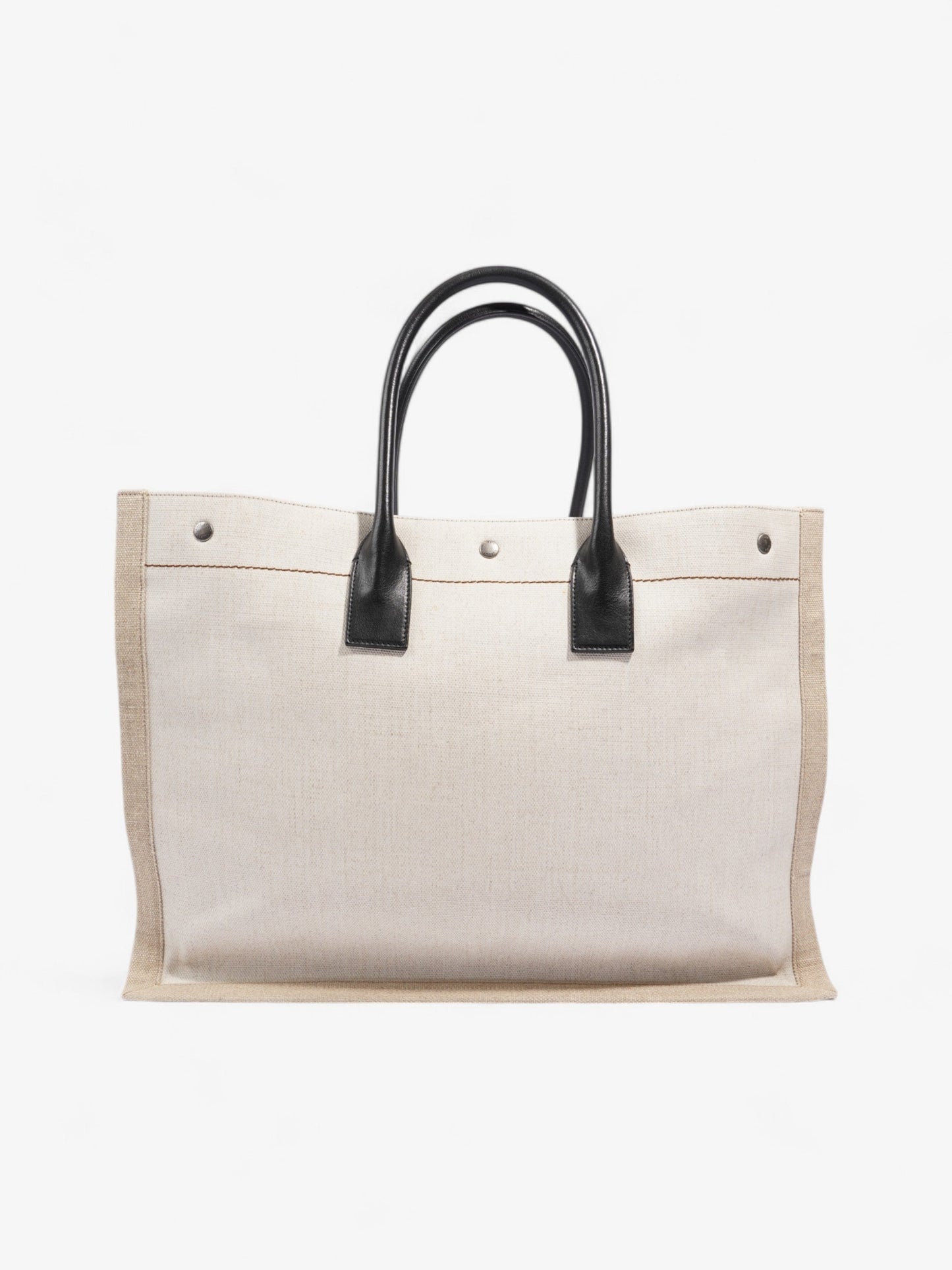 Saint Laurent Rive Gauche Tote Black / Natural Canvas