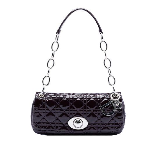 Purple Dior Patent Cannage Rendezvous Shoulder Bag