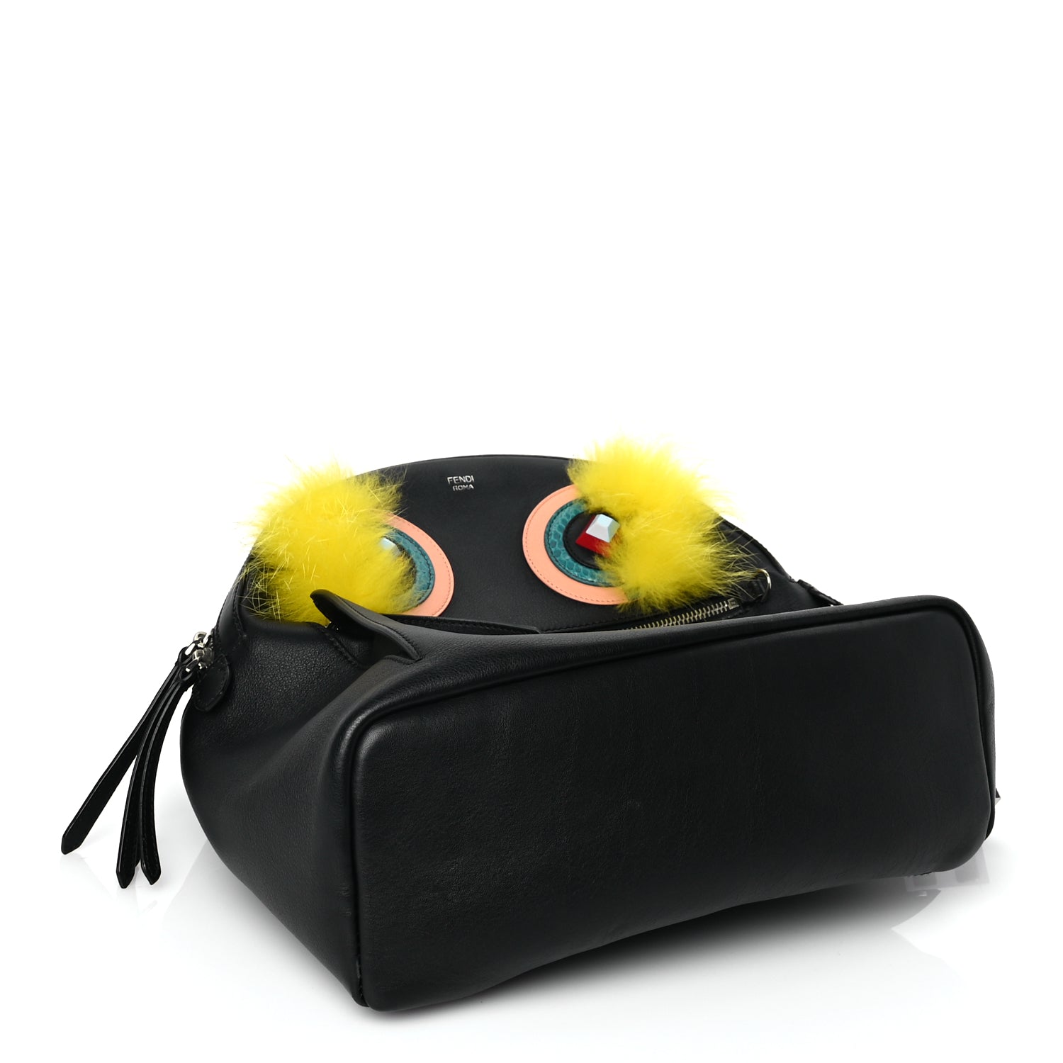 Fendi Vitello Dolce Fox Elaphe Ayers Hypnoteyes Large Backpack Black Giallo Multicolor
