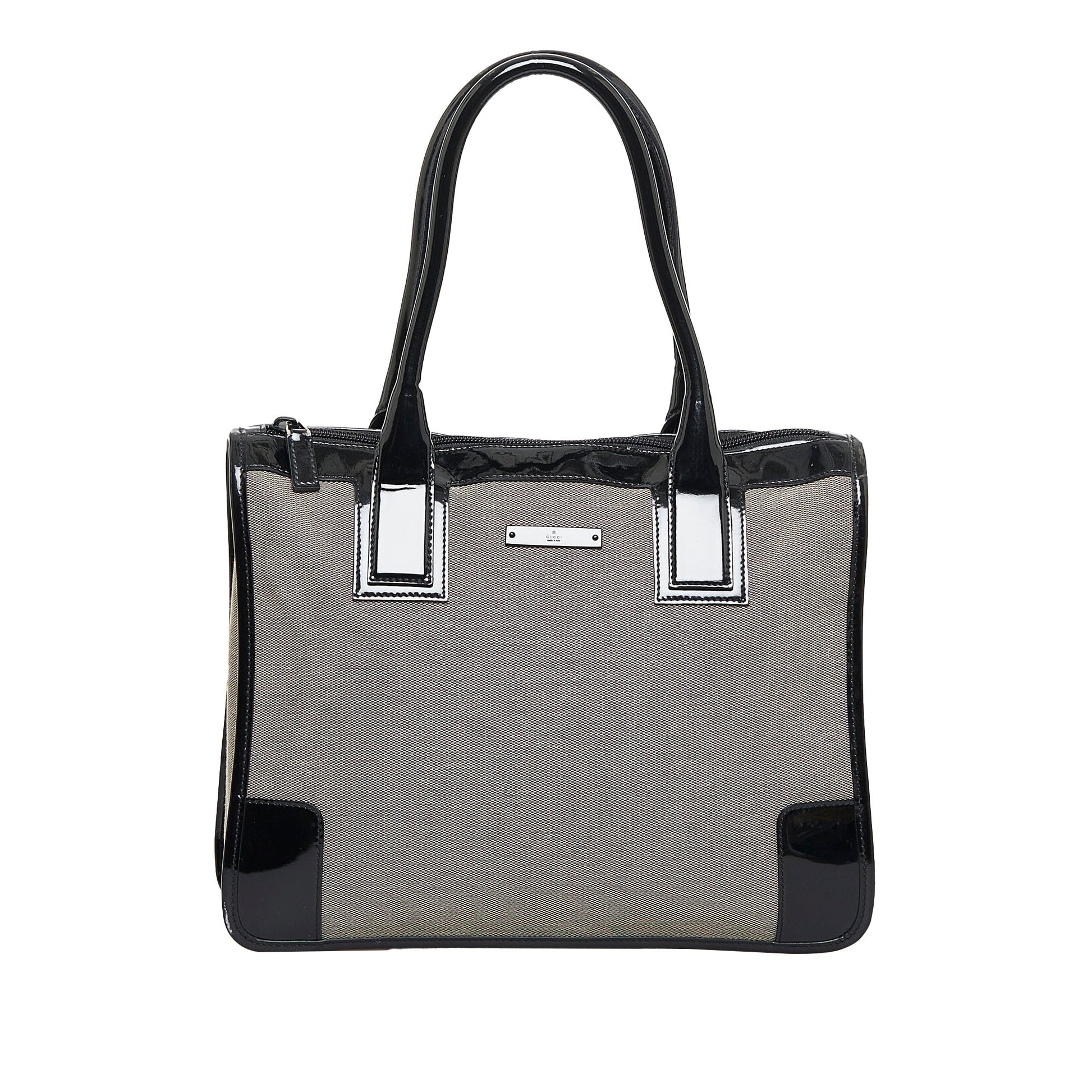 Gucci Grey Leather Canvas Handbag Style 1