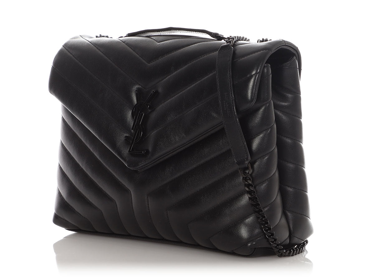 Saint Laurent Medium So Black MatelassÃÂ© Calfskin Loulou