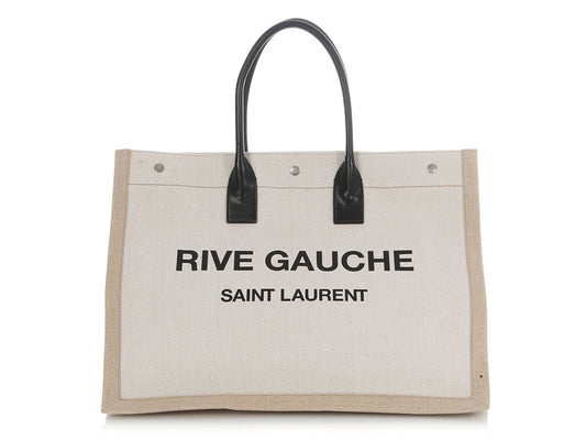 Saint Laurent Large Beige Canvas Rive Gauche Tote