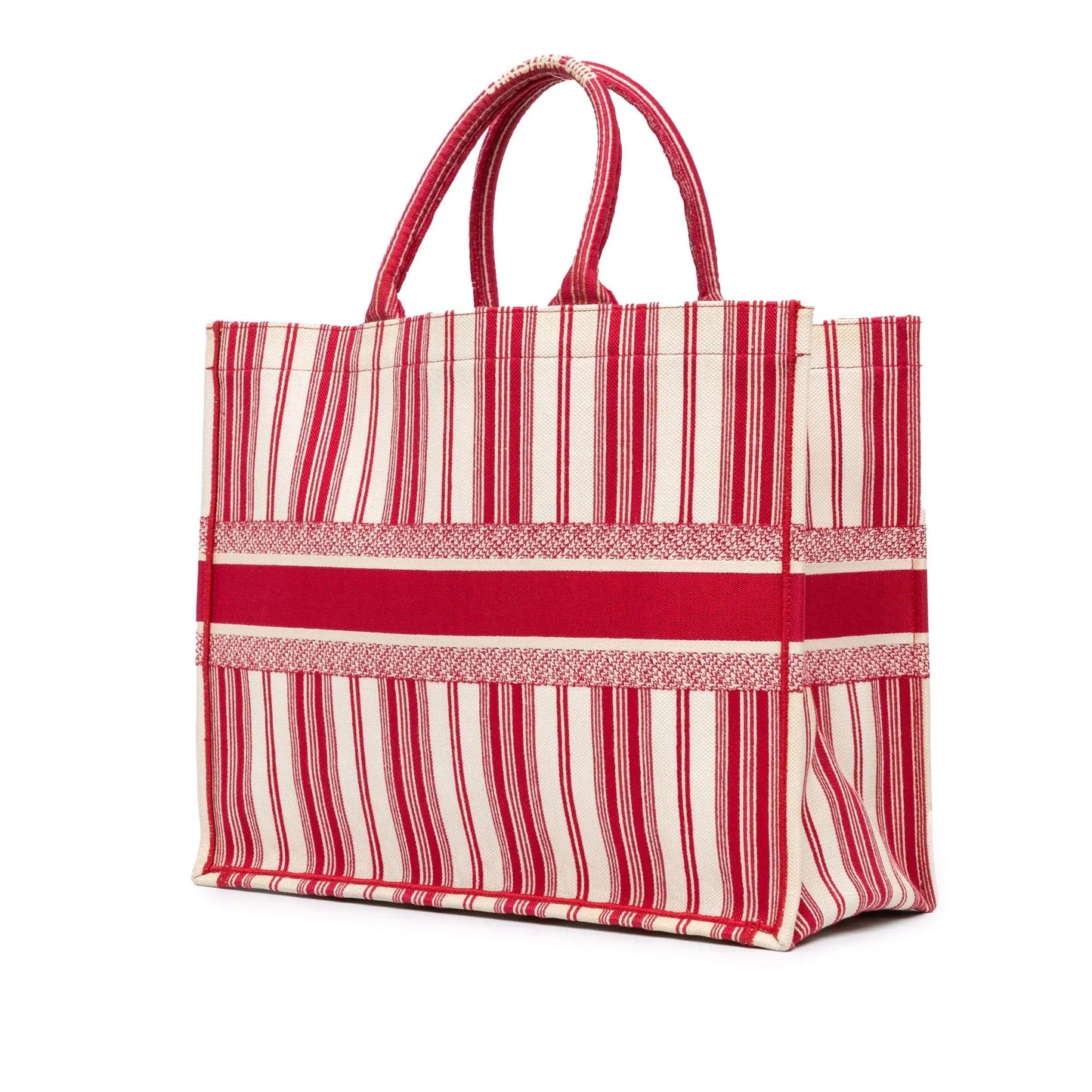 Red Dior Large Striped Book Tote