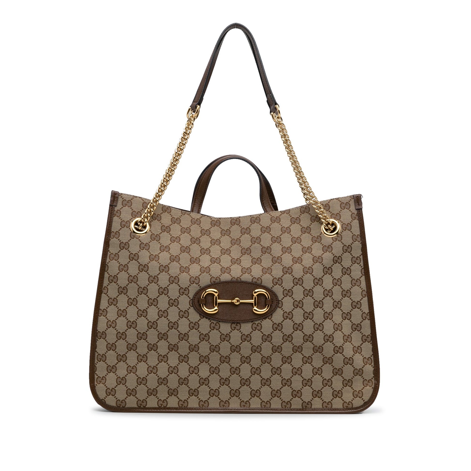 Gucci Horsebit Leather Canvas Tote Style 2
